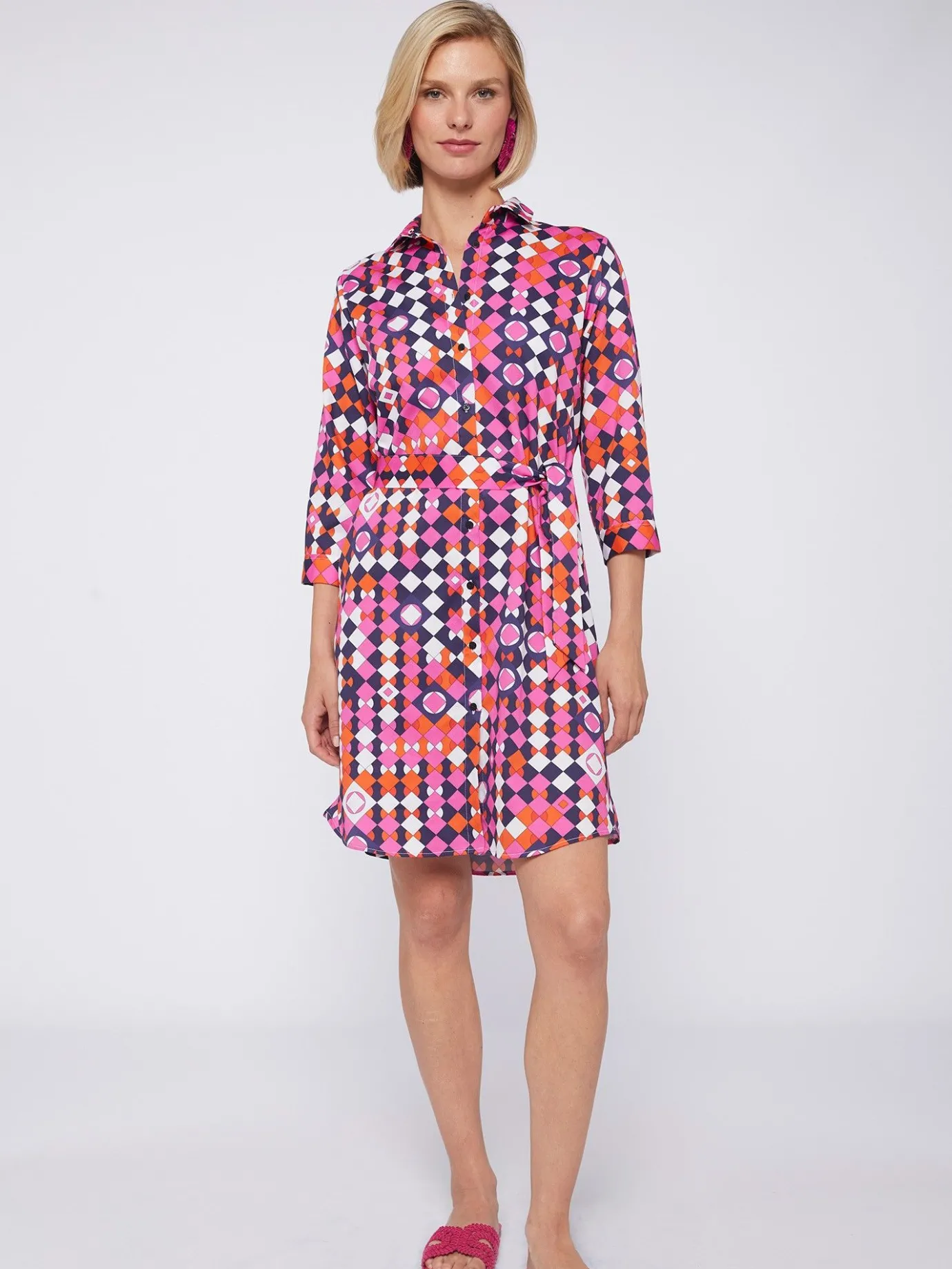 Women Vilagallo Dresses*Dress Dover Pink Navy Geometric