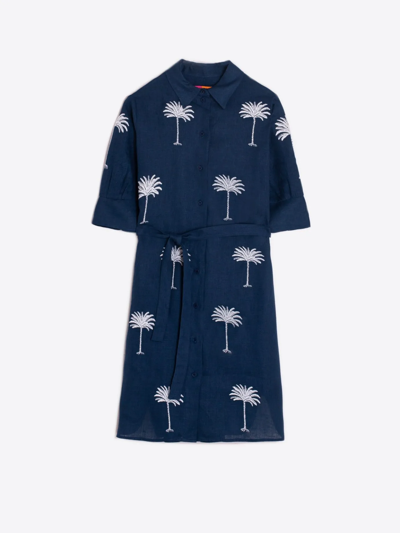 Women Vilagallo Dresses*Dress Hester Emb Navy Linen