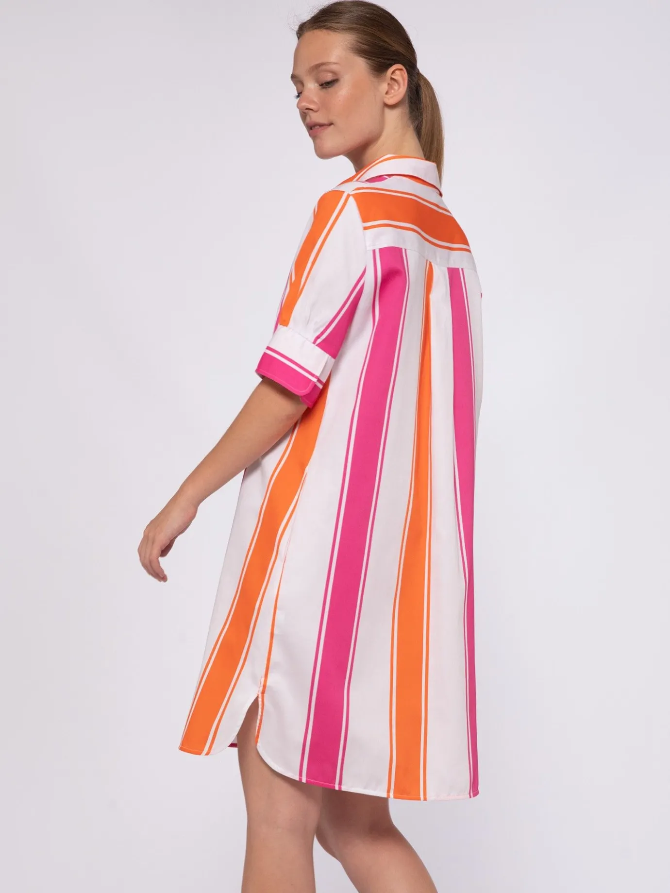 Women Vilagallo Dresses*Dress Hester Pink Orange Maxi Stripes