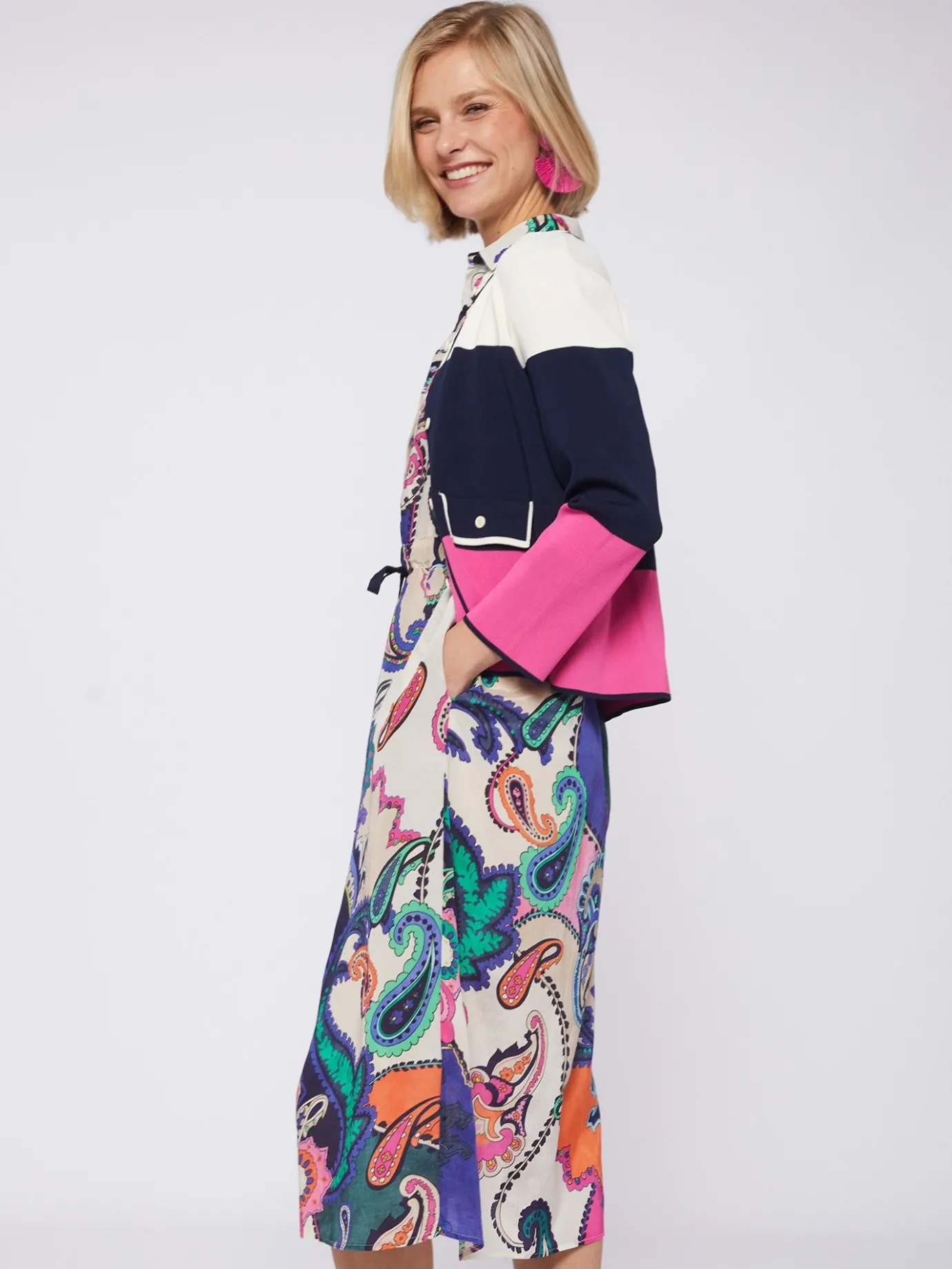 Women Vilagallo Knitwear*Knitwear Cardigan Colour Block Ecru&Navy&Pink