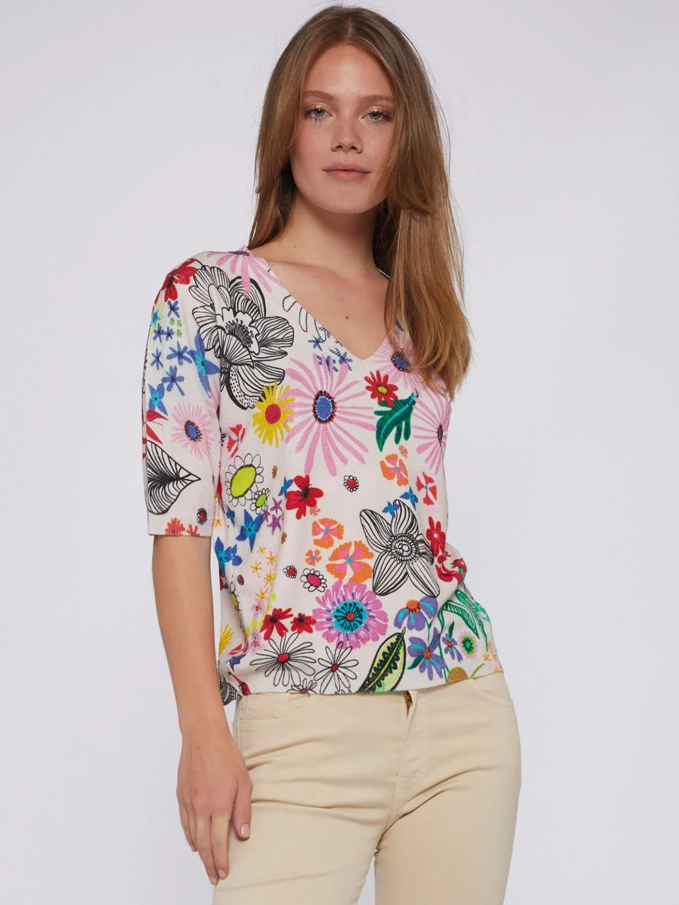 Women Vilagallo Knitwear*Knitwear Flowers Printed Pullover Flowers