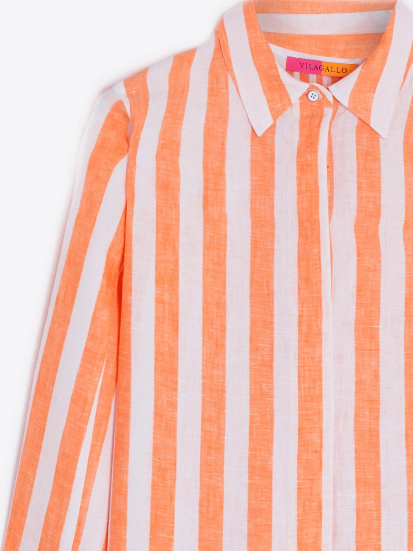 Women Vilagallo Shirts*Shirt Ginger Orange Linen Stripes